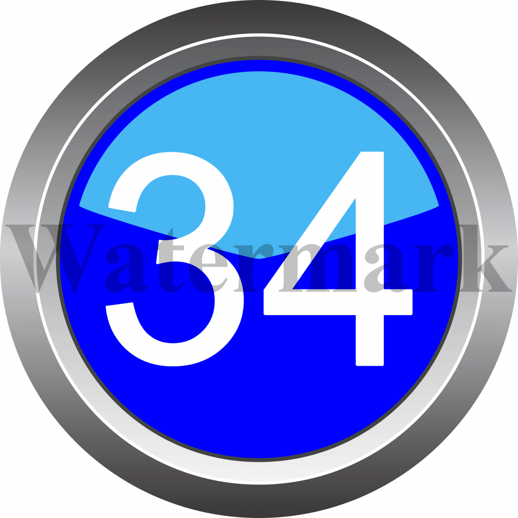 Number 34, Blue Circle Number 34