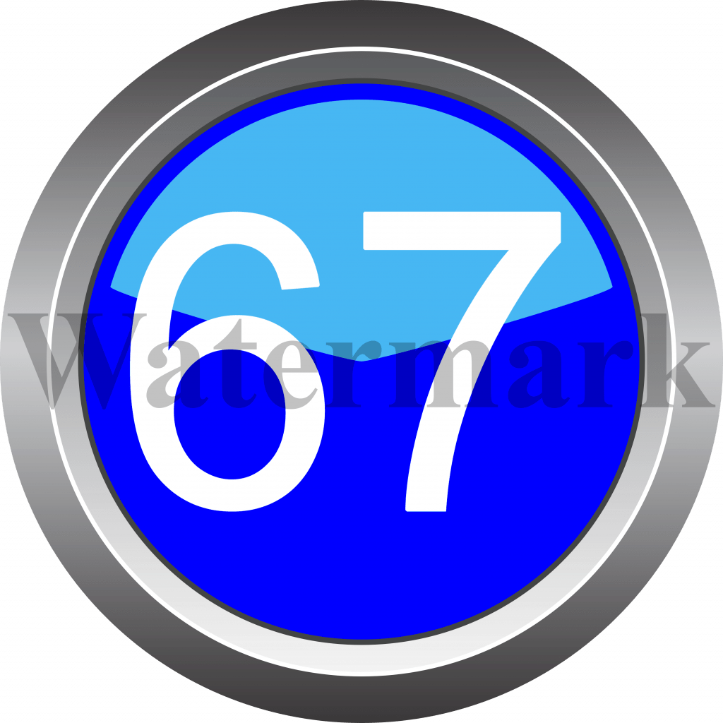 Number 67, Blue Circle Number 67, Best English Letters & Numbers Download at an Affordable price!