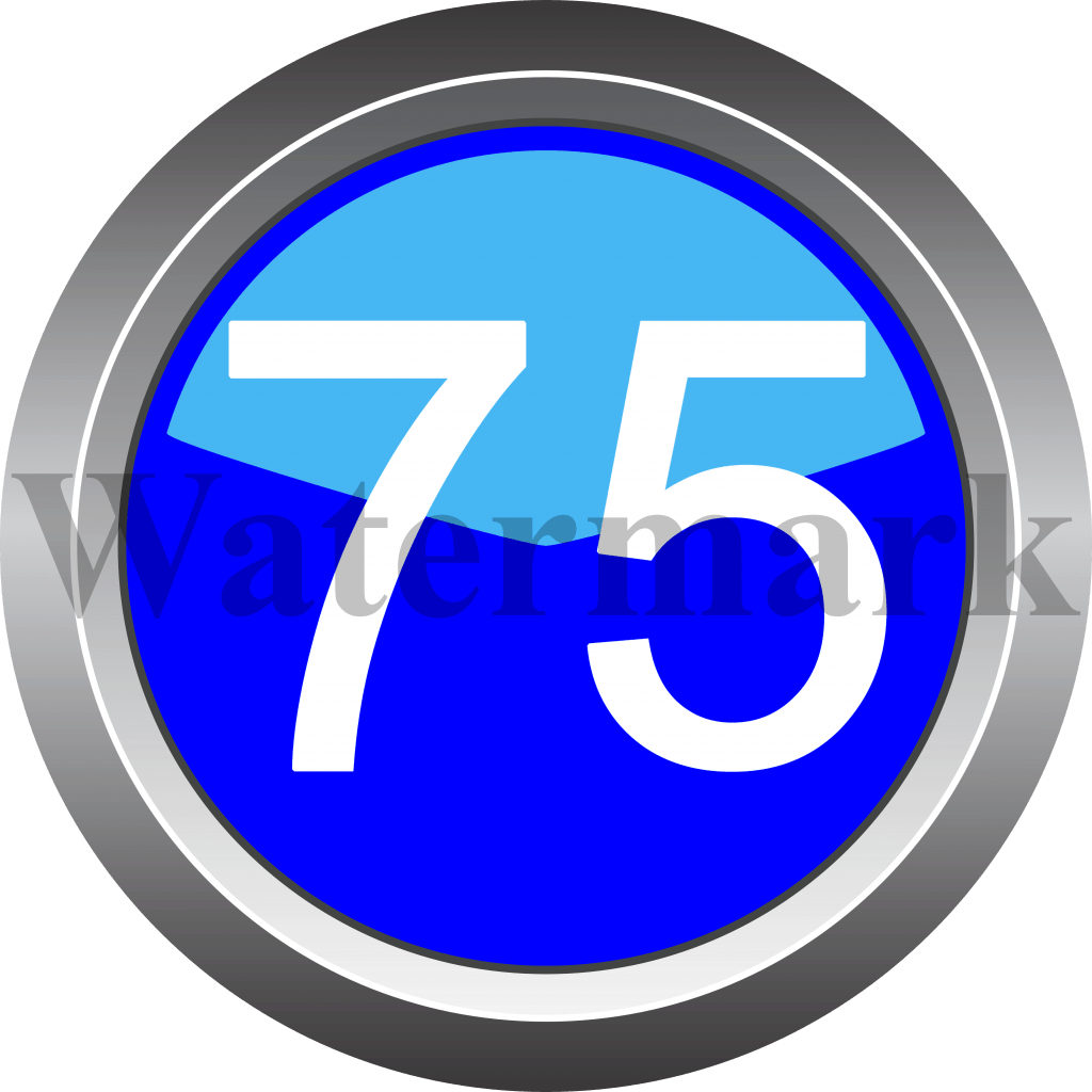Number 75, Blue Circle Number 75, English Letters & Numbers download at an affordable price